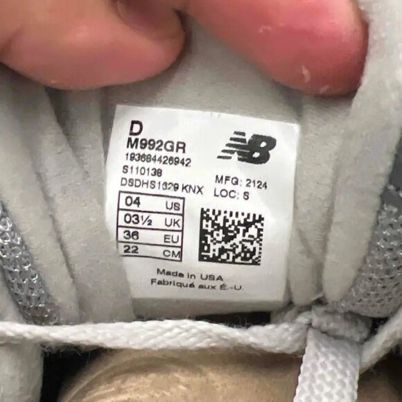 New balance 992 grey M992GR Men size 4 used no box - Picture 6 of 7